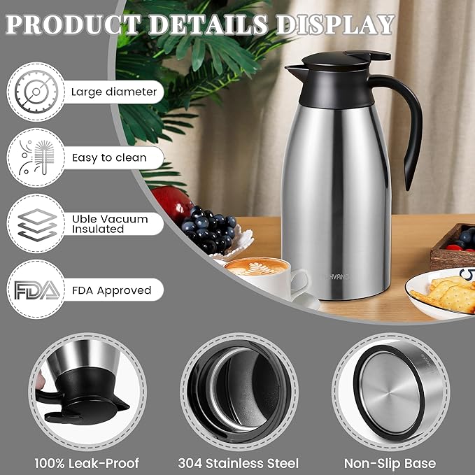 68 Oz Thermal Coffee Carafe, Stainless Steel Insulated Vacuum coffee crafts to