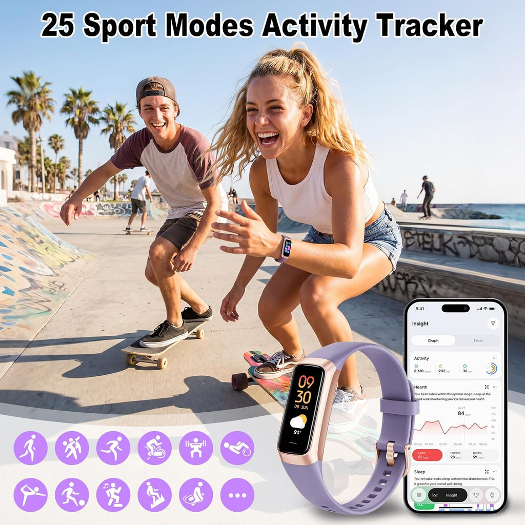 fitness tracker, 2026 smart band with heart rate, front angle view