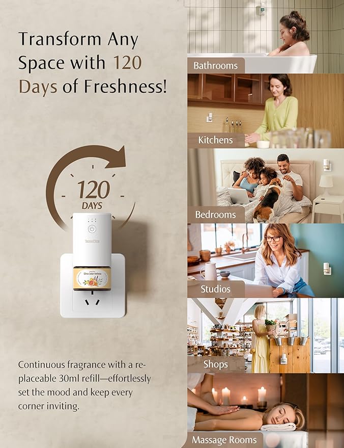 SF101 Pro Plug In Air Freshener, Waterless Essential Oil Diffuser, Non-Toxic