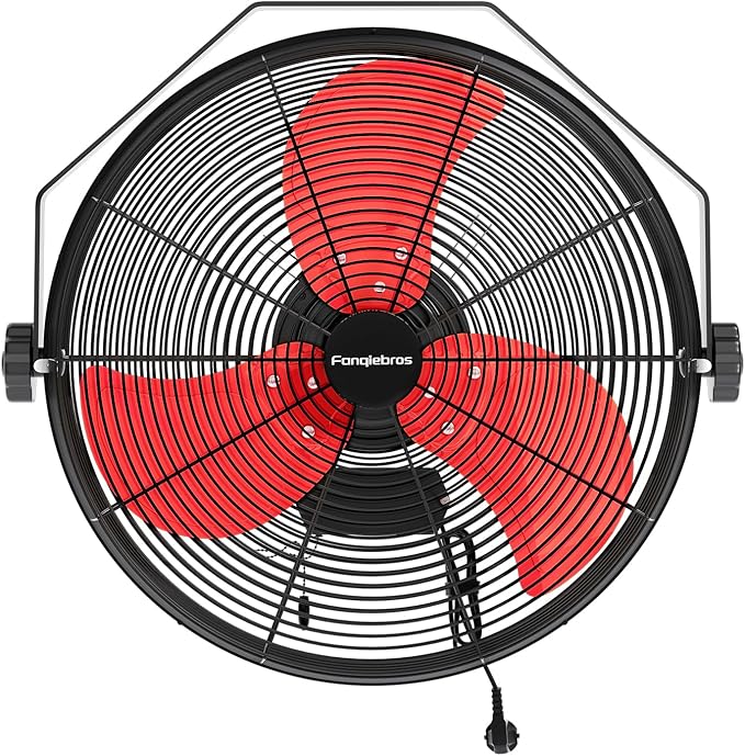 Fanqiebros 4580 CFM 18 inch High Velocity Wall Mounted Fan, 3-Speed Metal Fan