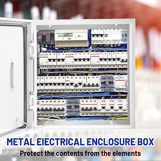 Outdoor Electrical Box 16 x 16 x 6''D NEMA 4X Enclosure Steel Box, Waterproof &