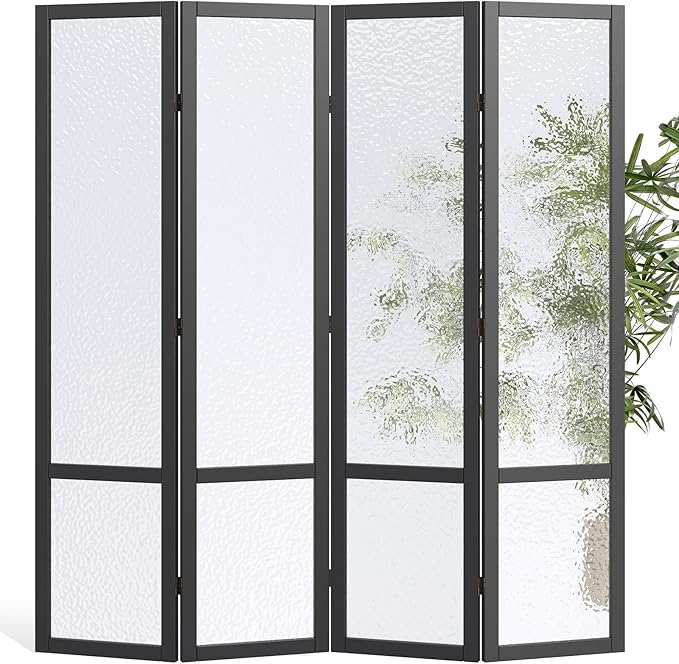 Acrylic Room Divider, 4-Panel Freestanding Partition Screen, Frosted