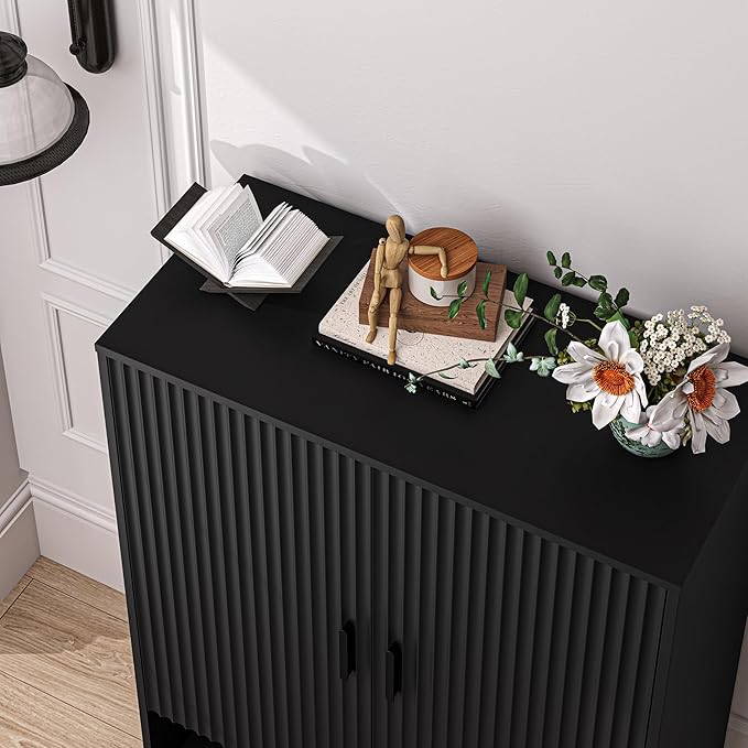 4-Tier Fluted Shoe Cabinet