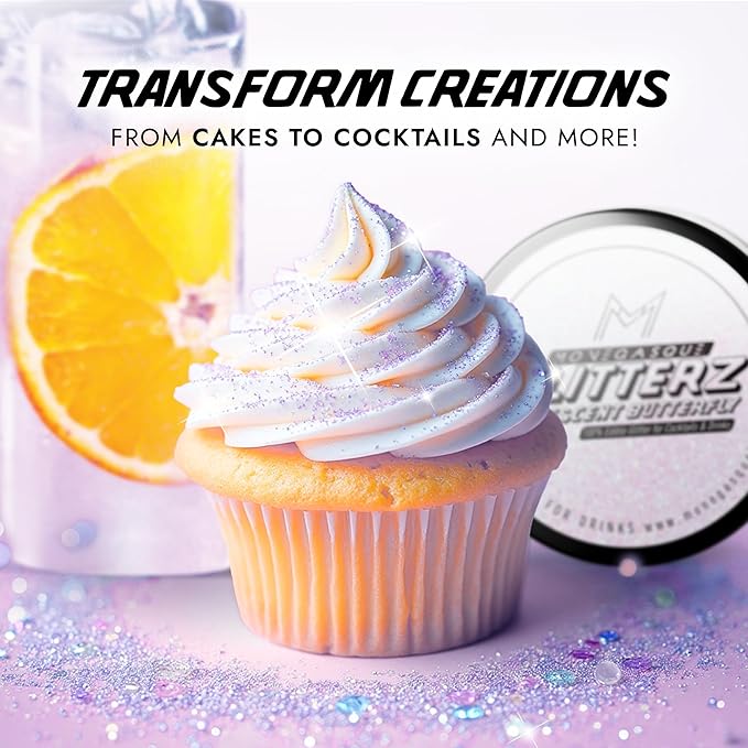 MONÉGASQUE Iridescent Edible Glitter for Drinks 10g – Halloween Edible Glitter for Cakes & Cocktails - Cocktail & Drink Shimmer Powder - Food Decorating Sprinkles, Cupcakes, & Cake Decorations Spray