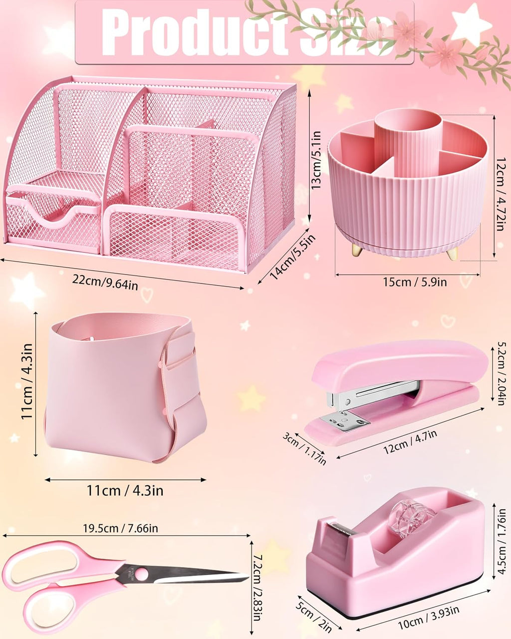 lxevihk pink desk accessories 21-piece office supplies gift, package contents