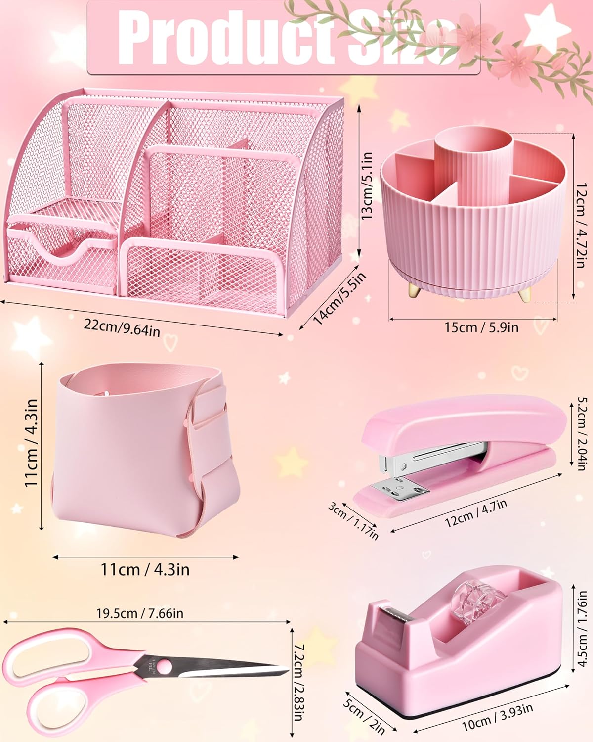 lxevihk pink desk accessories 21-piece office supplies gift, package contents