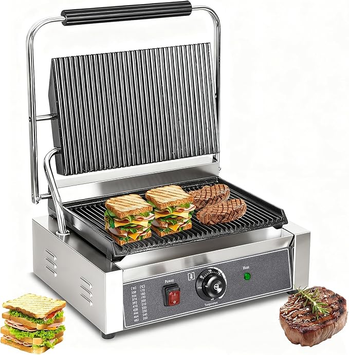 CTJ Commercial Panini Press Stainless Steel Electric Sandwich Maker - 2200W