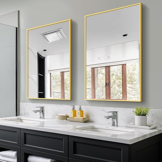 Bathroom Vanity Mirror for Wall, 2 Pack 36" x 24" Metal Framed Rectangular