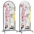 Asee'm Grid Wall Panels Display Stand 2' x 5.2' FT Black Movable Wire Grid Wall (2PCS)