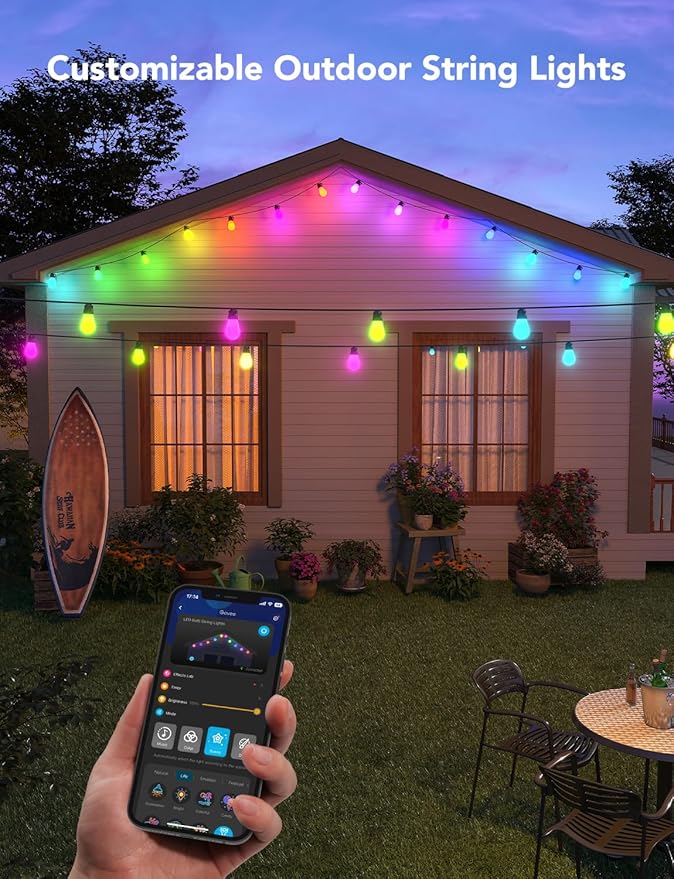 Govee Smart Outdoor String Lights H7015, 48ft RGBIC Outdoor Lights