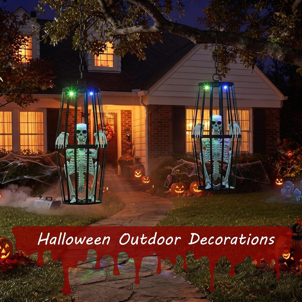 23” Scary Solar Hanging Skeleton Ghost Halloween Decorations Outdoor