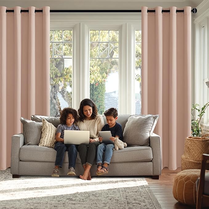 JIUZHEN Blush Pink Blackout Curtains