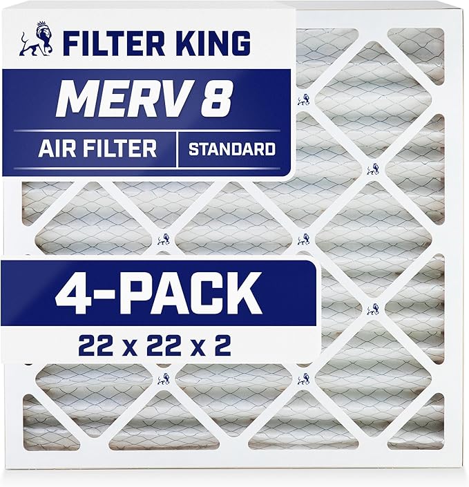 Filter King 22x22x2 Air Filter | 4-PACK | MERV 8 HVAC Pleated A/C Furnace