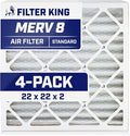 Filter King 22x22x2 Air Filter | 4-PACK | MERV 8 HVAC Pleated A/C Furnace