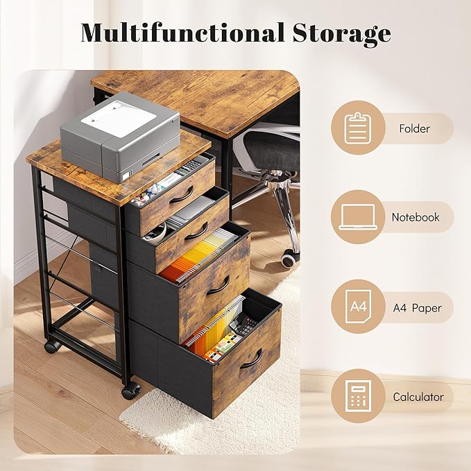 4 Drawers Mobile File Cabinet Vertical Filing Cabinet