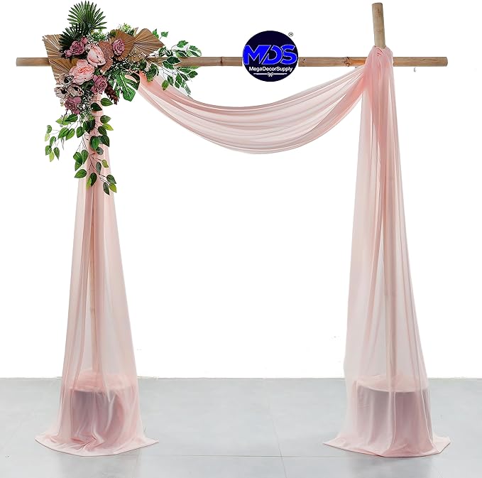 MDS Halloween Chiffon Draping Fabric - 2 Panel, 30" Wide x 40ft Long - Sheer Spooky Arbor & Canopy Drapery for Haunted House Backdrops, Party Ceilings, DIY Costumes & Themed Events - Dusty Rose (Pack of 2)