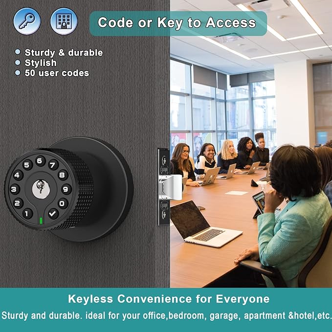 BOTHSTAR Keypad Door Knob with Key, Keyless Entry Door Lock, Code Locks Door