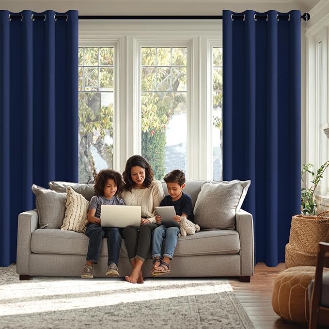 JIUZHEN Navy Blue Blackout Curtains