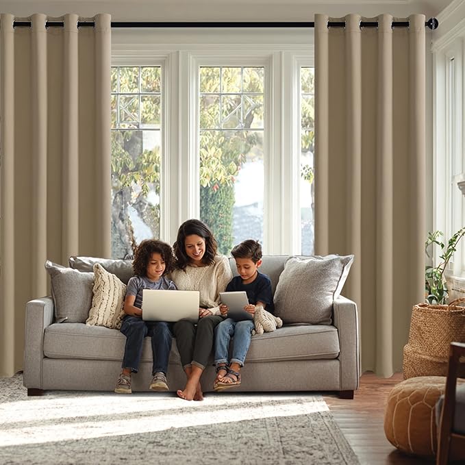 JIUZHEN Blackout Curtains with Tiebacks