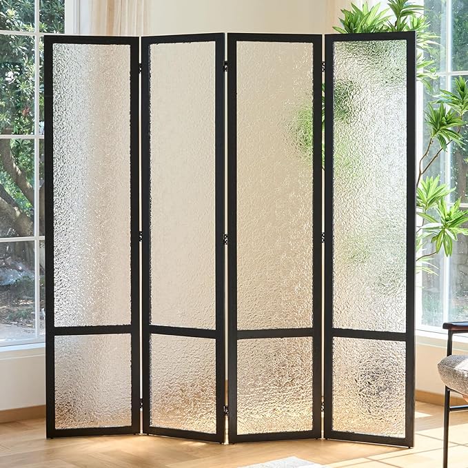 Acrylic Room Divider, 4-Panel Freestanding Partition Screen, Frosted