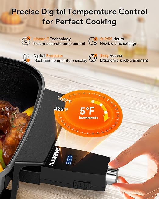 Nuwave Medley XL Digital Electric Skillet, Family Size Griddle w/Glass Lid