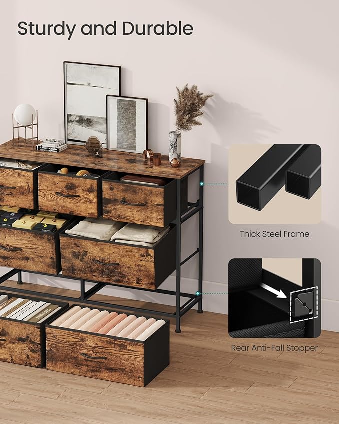 SONGMICS Dresser for Bedroom, Chest of Drawers, 7 Non-Woven Fabric Drawers