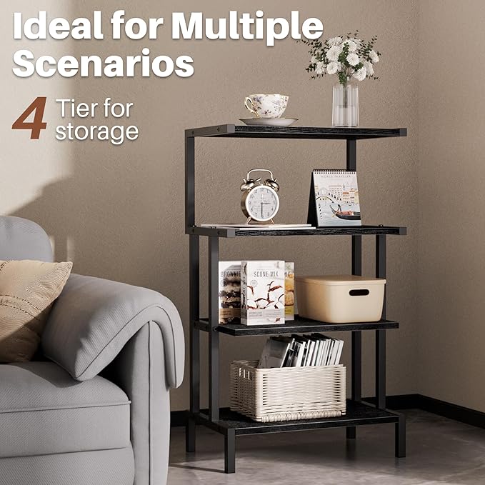 Aquzee Media Stand, Gaming Shelf, 4 Tier Small Electronics Shelves Video Game