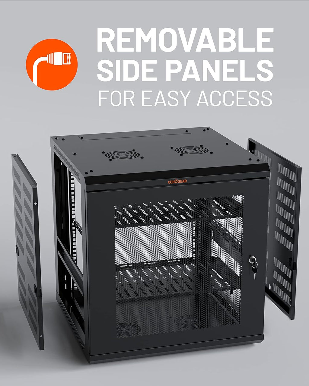 ECHOGEAR 12U Network Rack w/Enclosed Design, Easy Install, 600mm Depth
