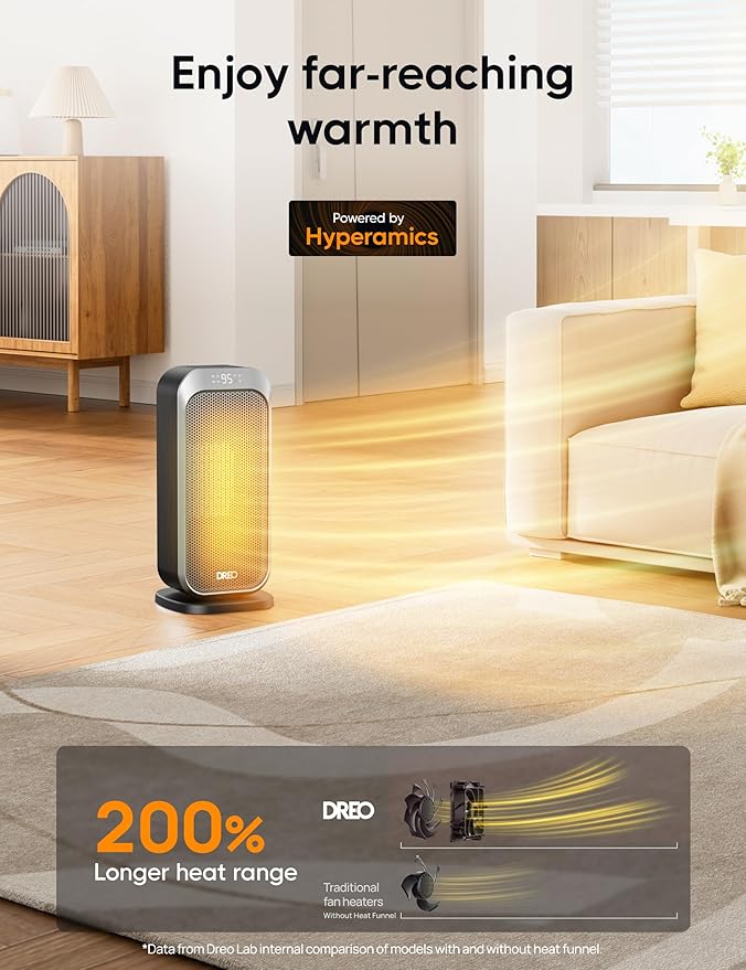 DREO Quiet Space Heater, 1500W Portable Heaters