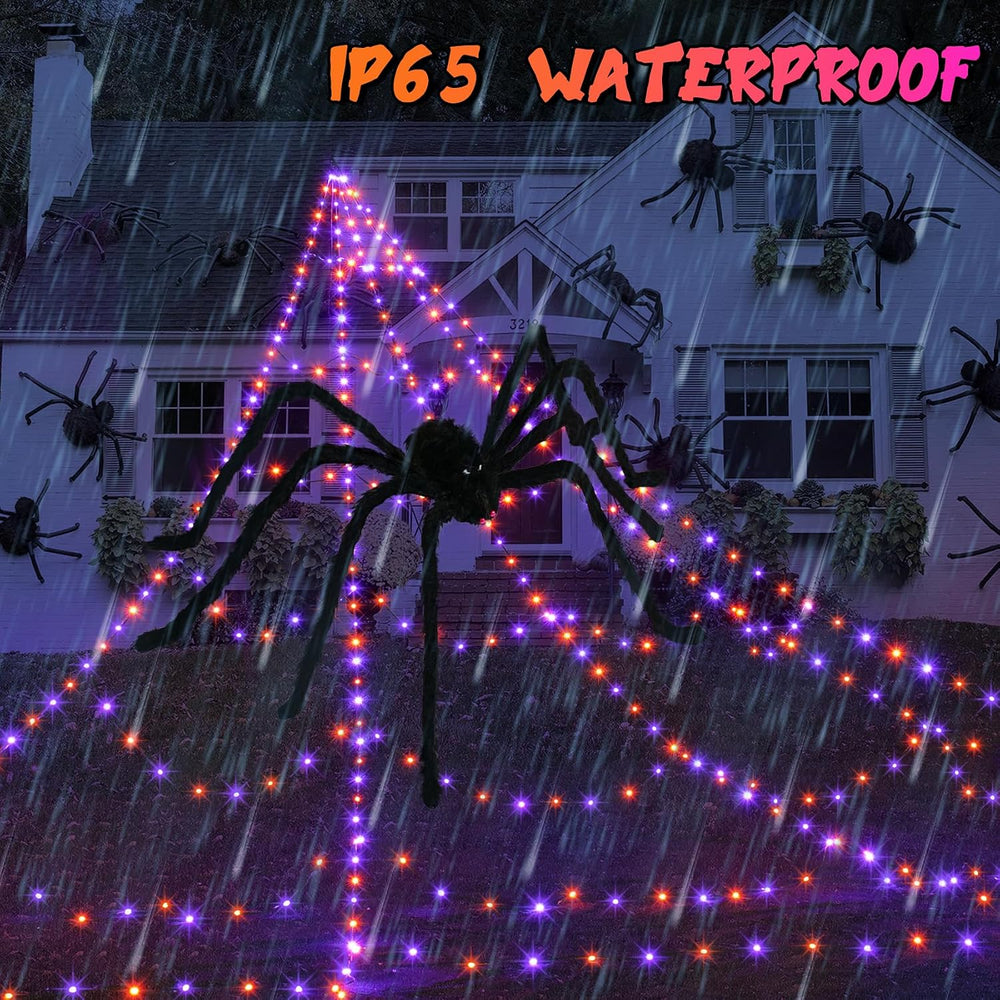 Halloween Spider Web Lights Decoration 455 LED Spider Webs Halloween Decorati...