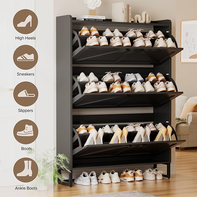 EOYUTLLY Shoe Cabinet Storage for Entryway, Narrow Shoe Rack