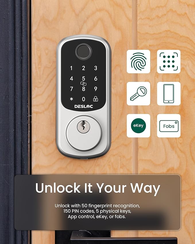 DESLOC Smart Door Lock B200, Smart Deadbolt Lock, Keyless Entry Door Lock
