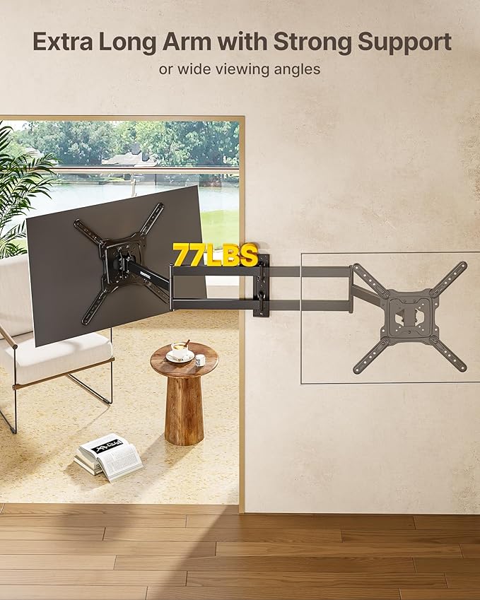 monTEK Long Arm TV Wall Mount for Most 23-65 Inch TVs, 29 Inch Long Extension