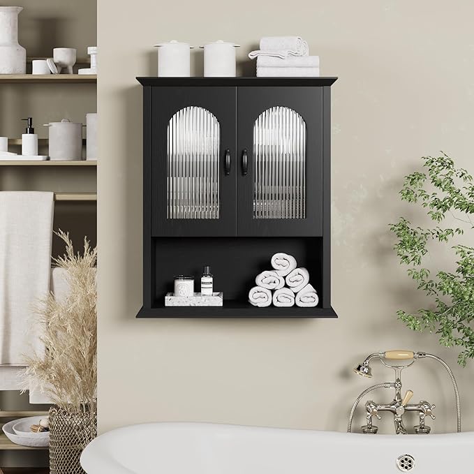 CJL Bathroom Wall Cabinet with Fluted Door, 18.9'' x 23.6'' Medicine Cabinet
