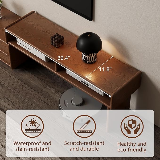 YQJJGL Solid Wood TV Stand for TVs up to 65 Inch， Walnut TV Stand