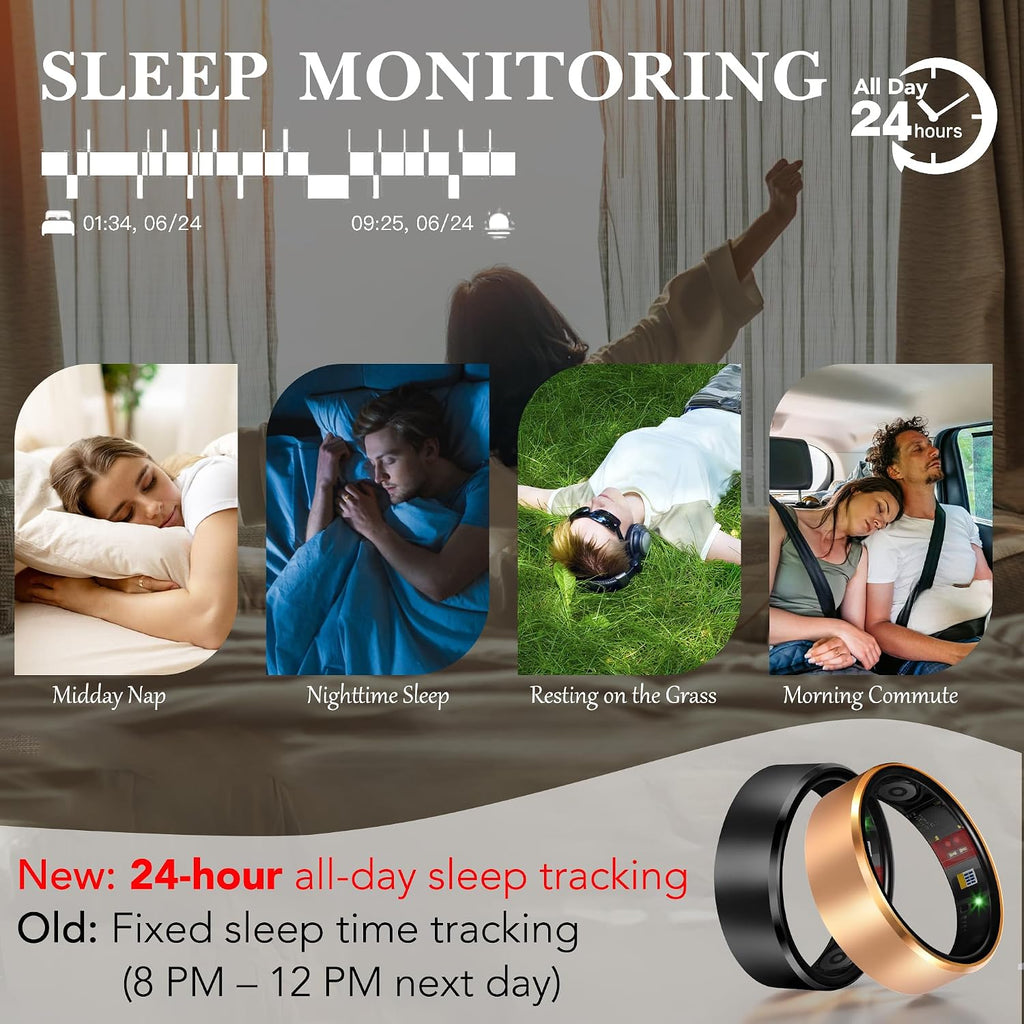 Smart Health Ring Fitness Tracker for Men Women, New RG 10