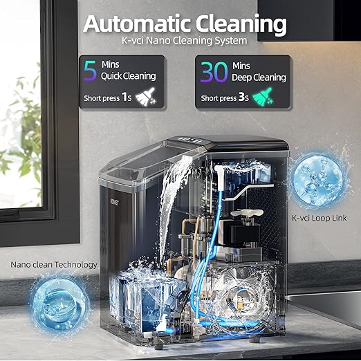 Nugget Ice Makers Countertop, Soft Pebble Ice Machine, Chewable Crushed Pellet