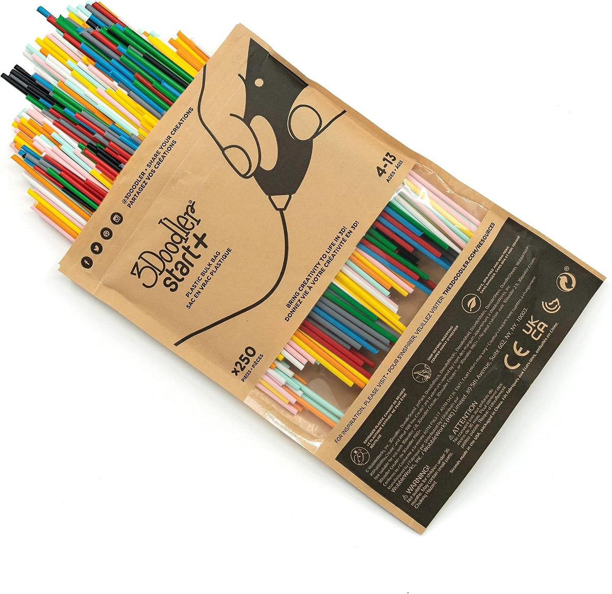 3Doodler Start 3D Printing Filament Refill Bundle (250 pieces) pack of 1