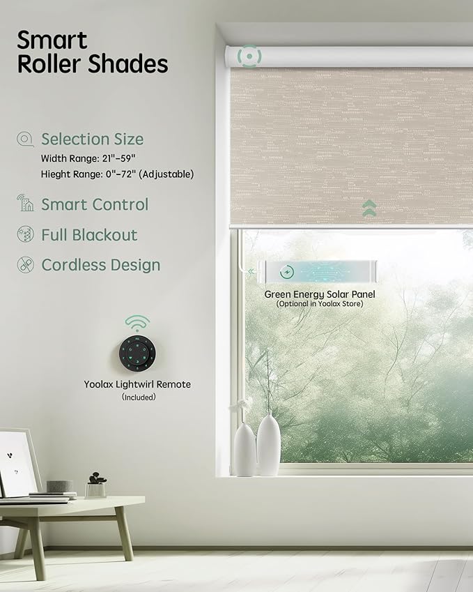 Yoolax Motorized Blinds with Remote, Automatic Shades Compatible with Alexa