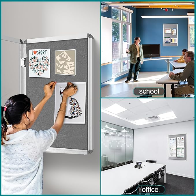 Magula Enclosed Bulletin Board Tamper-Proof Dispaly Case, Aluminium Frame