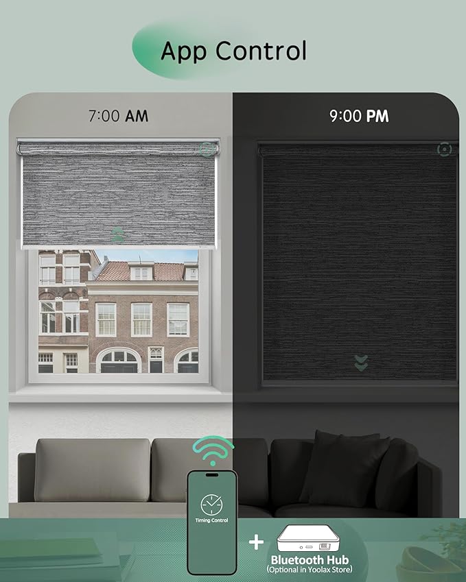 Yoolax Motorized Blinds App Control, Light Filtering Motorized Shades