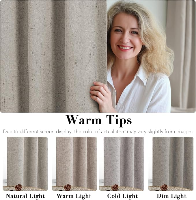 H.VERSAILTEX Linen Blackout Curtains 72 Inches Long 100% Absolutely Blackout