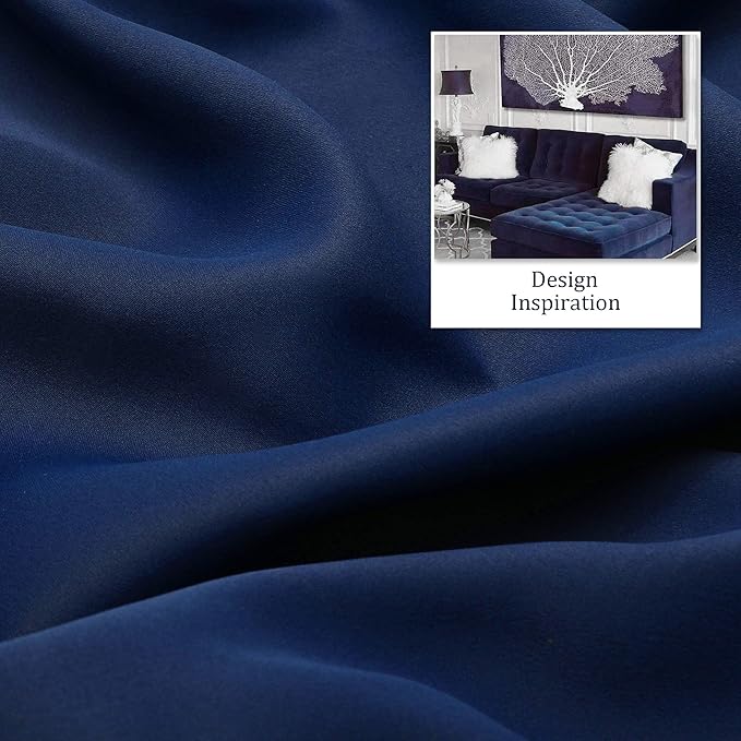 DUALIFE Navy Blue Blackout Curtains Thermal Insulated Window Drapes