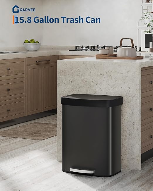 Garvee 16 gal / 60 L Metal Trash Can
