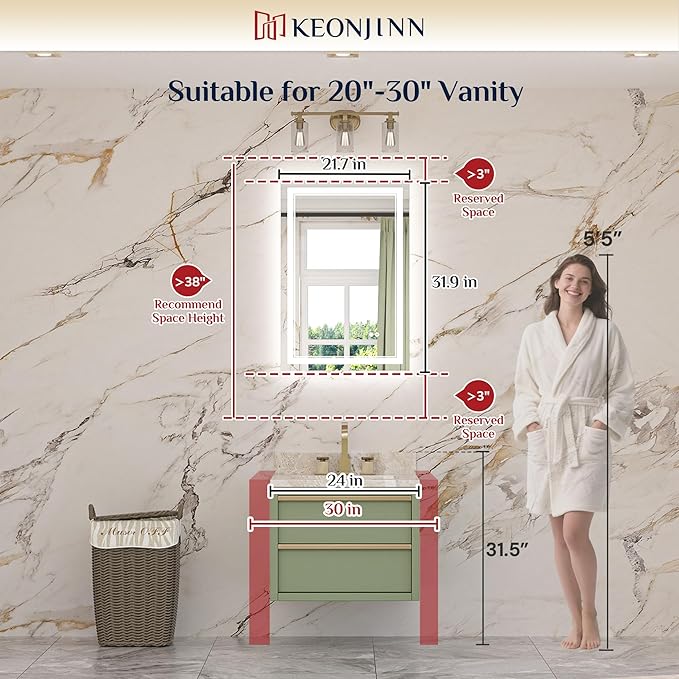 Keonjinn 22" x 32" Lighted Mirrors