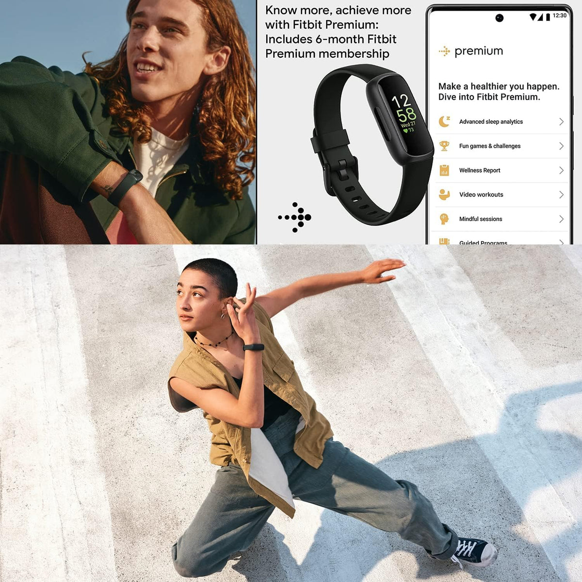 fitbit inspire 3 health & fitness activity tracker showing dimensions