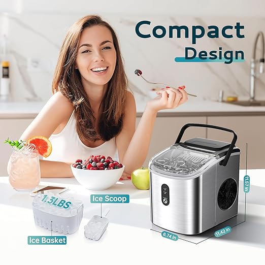 EUHOMY Ice Maker Countertop, Portable Ice Machine