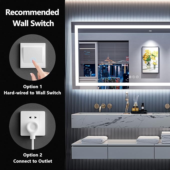 YEELAIT 55x30 Inch LED Bathroom Mirror