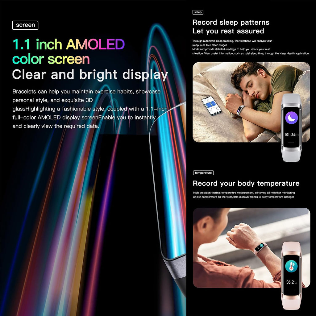 fitness tracker with heart rate/blood oxygen/sleep monitor, step, package contents