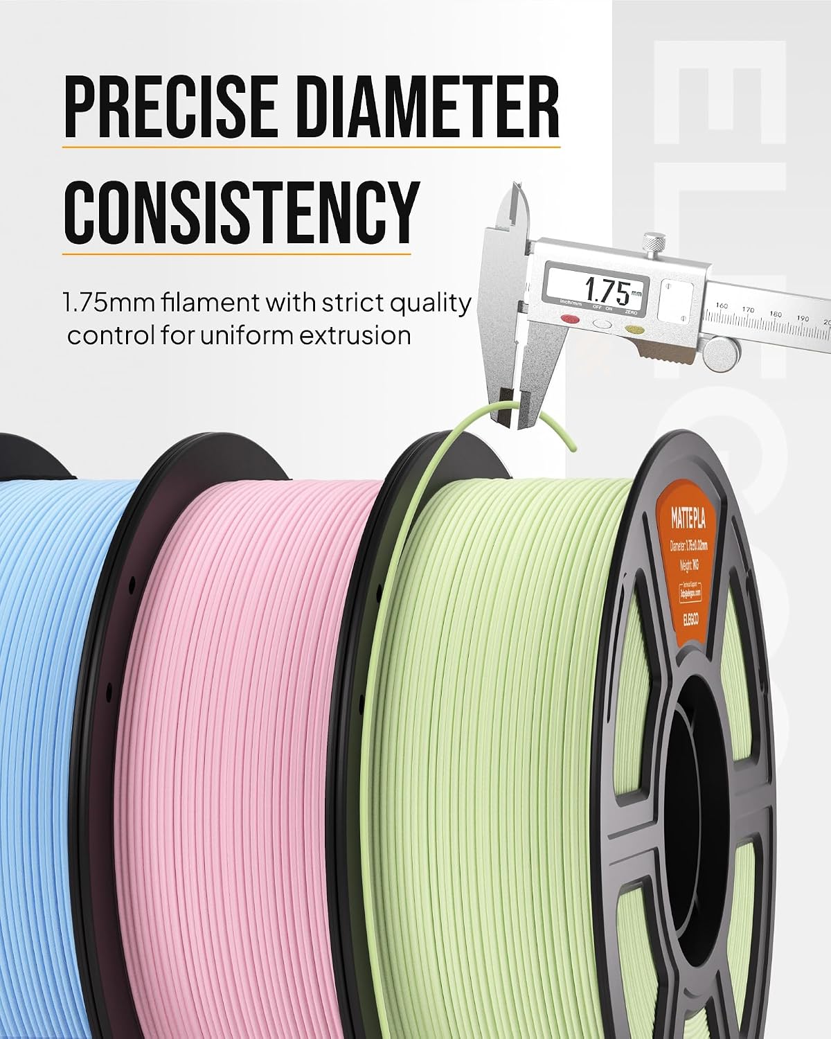 ELEGOO Matte PLA 3D Printer Filament 1.75mm Black 4KG